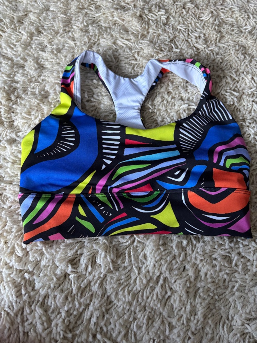 Rochelle porter sports bra worn once Multicolor Abstract Racerback small